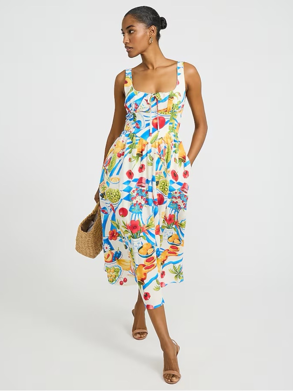 Express Multicolor Fruit & Floral Print Dress